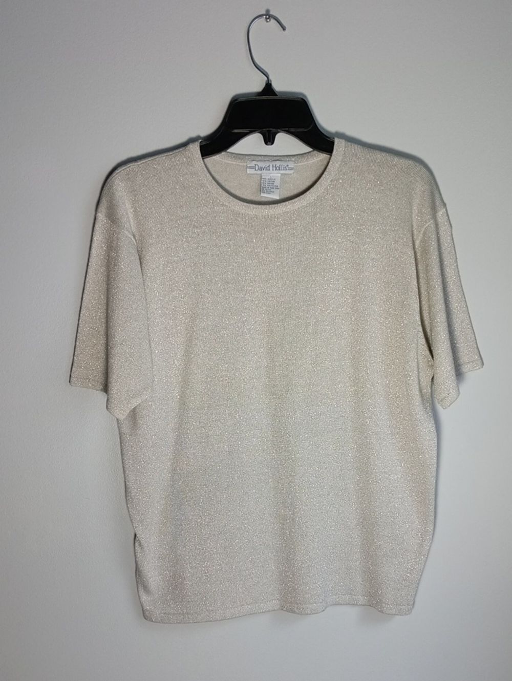 Metallic Light Grey Silver Short Sleeve Tee Shirt